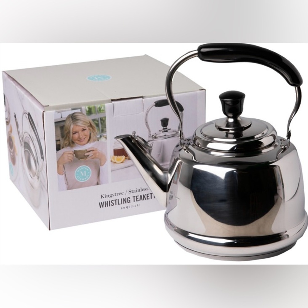 MARTHA STEWART Kingstree Stainless Steel 1.9 QT Heavy Gauge Whistling Tea Kettle